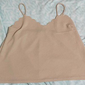 Boohoo- Beige Plus Scalloped Edge Camisole